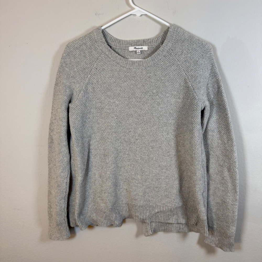 Madewell Light Grey Waffle Knit Crewneck Sweater Pullover Womens Size S